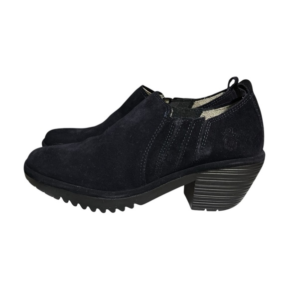 Fly London Wate Suede Low Ankle Slip-on Booties Women’s Size 38 US 7 - 7.5 Black - Picture 3 of 10